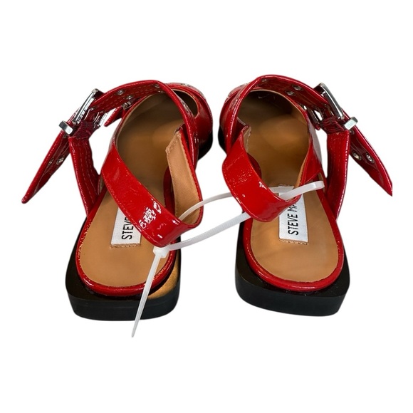 STEVE MADDEN GRAYA RED PATENT Stylish Red Women's Shoes with Buckle Flats Size 7 - Picture 8 of 17